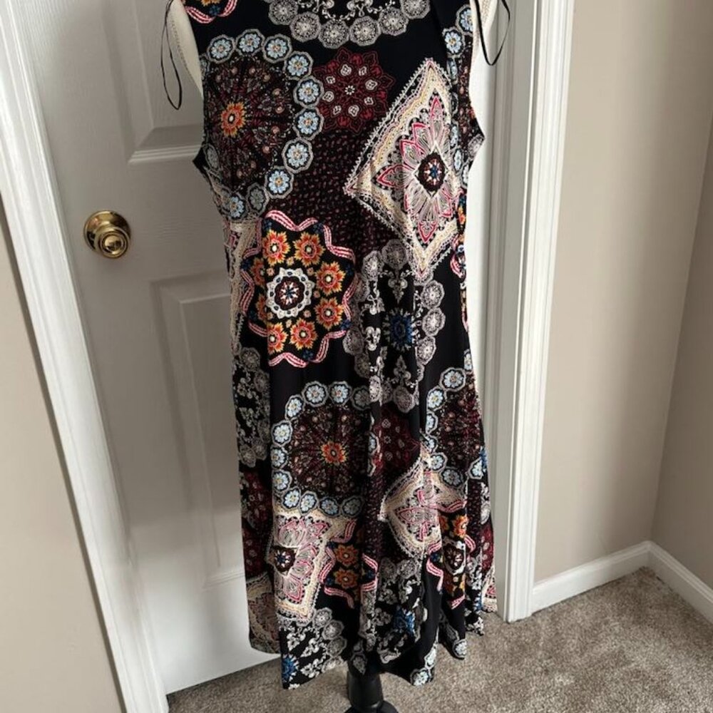 Robbie Bee A-Line Mock Neck Medallion Print Dress – Size XL